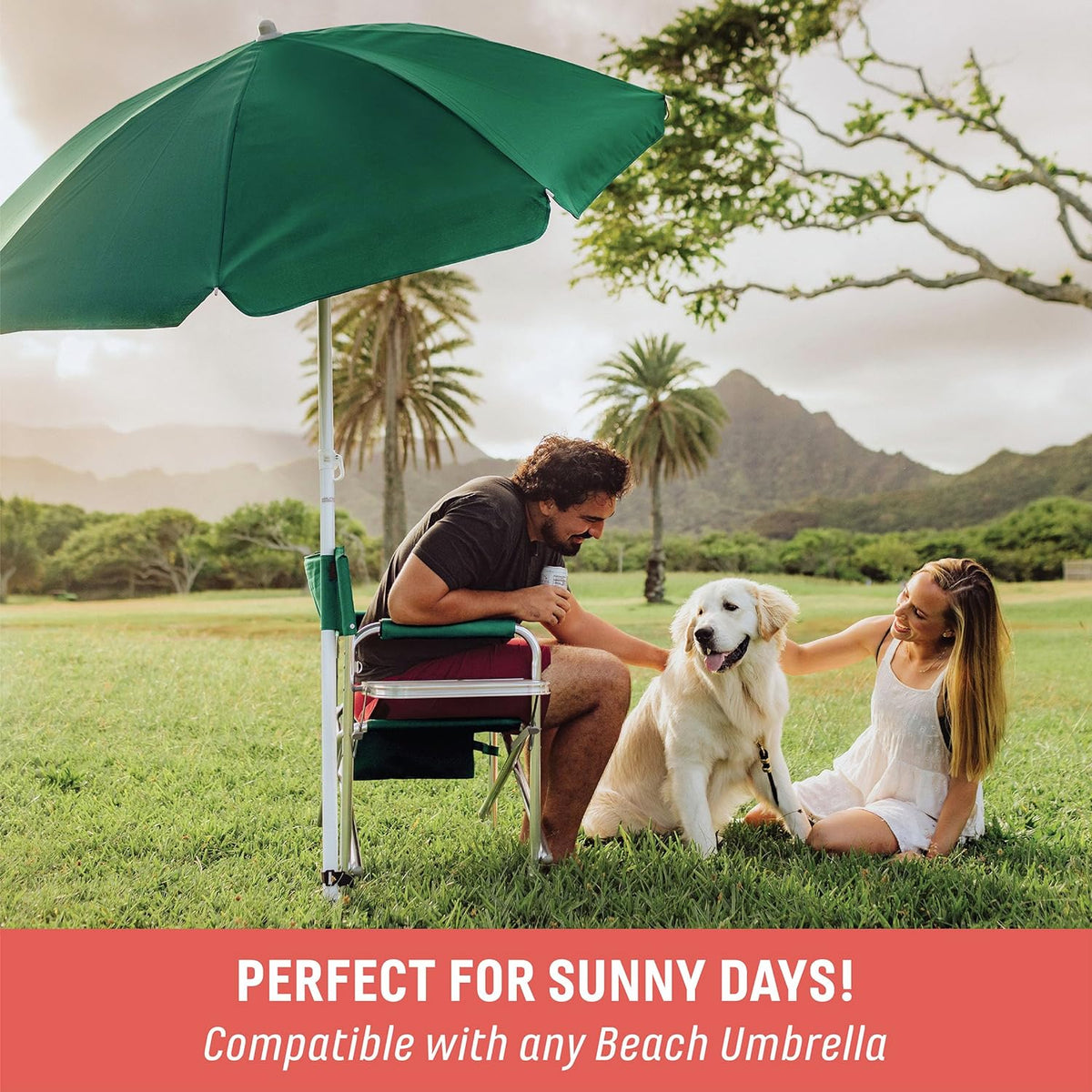 PICNIC TIME Lightweight Aluminum Sports Chair with Side Table and Armrest Caddy, Portable Folding Outdoor Camping Chair for Adults, Director Style Lawn Seating with Pockets and Carry Strap, Red