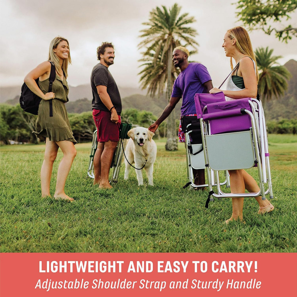 PICNIC TIME Lightweight Aluminum Sports Chair with Side Table and Armrest Caddy, Portable Folding Outdoor Camping Chair for Adults, Director Style Lawn Seating with Pockets and Carry Strap, Red