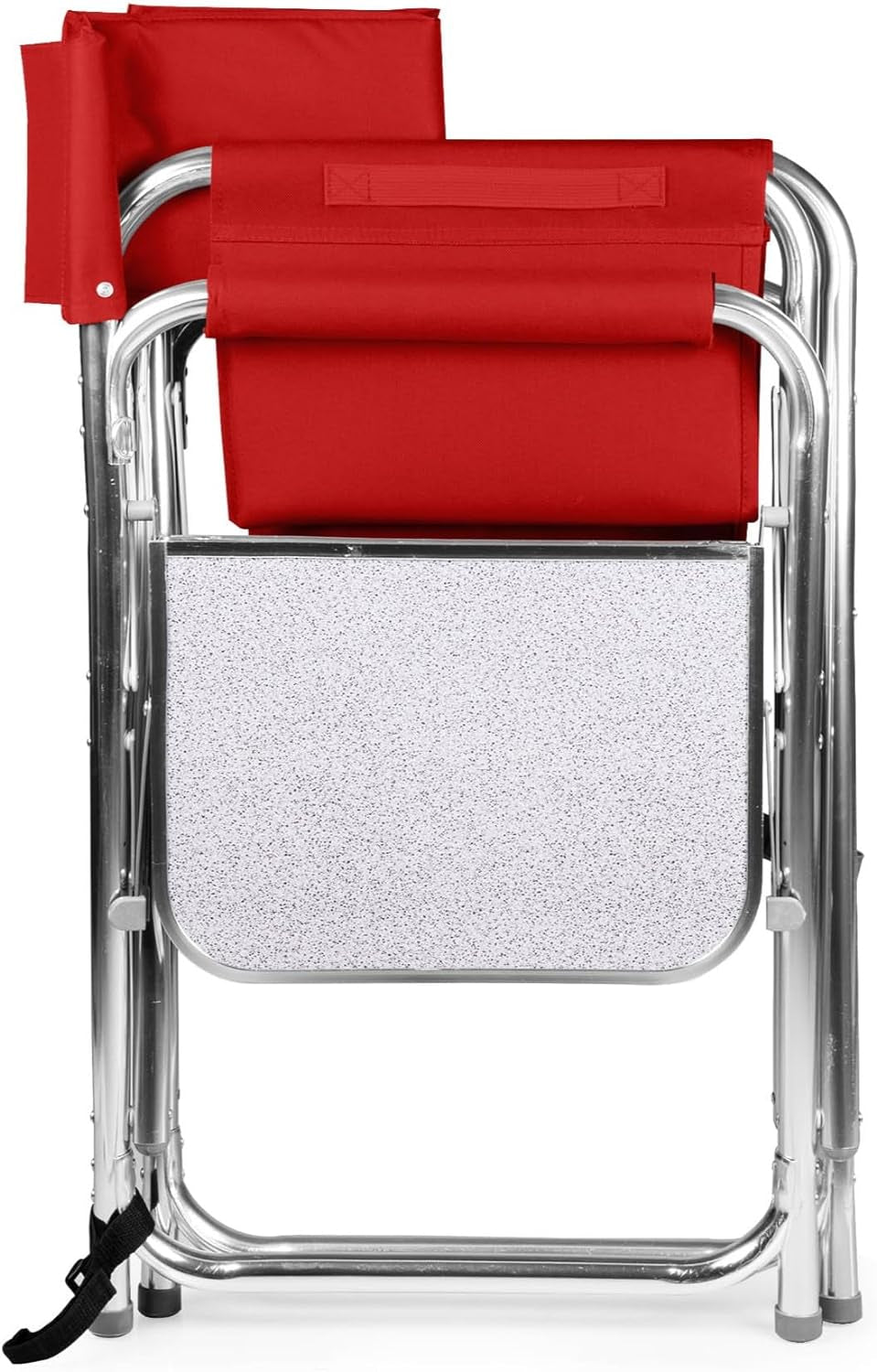 PICNIC TIME Lightweight Aluminum Sports Chair with Side Table and Armrest Caddy, Portable Folding Outdoor Camping Chair for Adults, Director Style Lawn Seating with Pockets and Carry Strap, Red